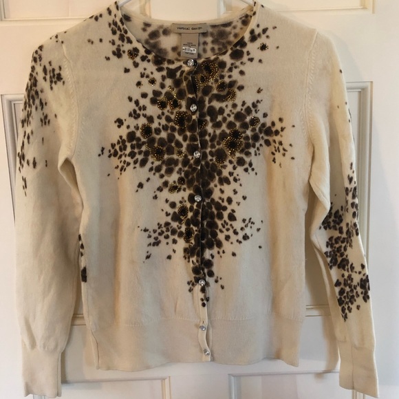Vertical Design Sweaters - Animal Print Merino Wool Cardigan